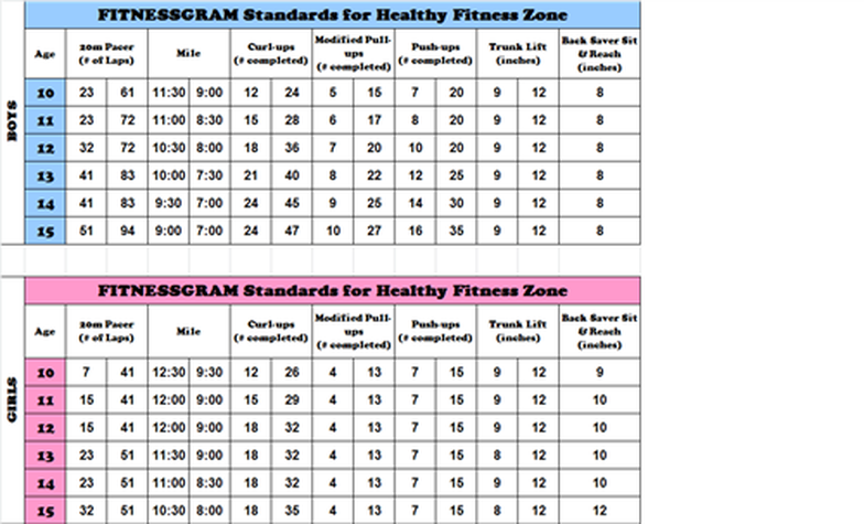 Fitnessgram Mile Run Chart
